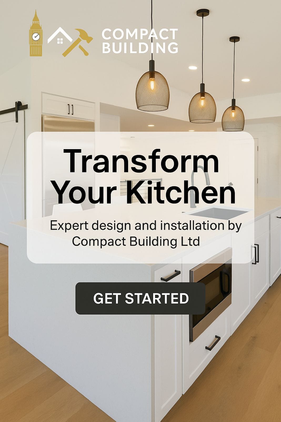 An ai photo for an advert for kitchen refurbishment services by Compact Building Ltd
