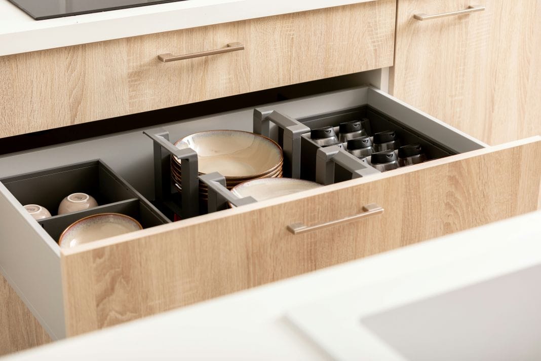 a photo showing kitchen drawers - clever kitchen storage