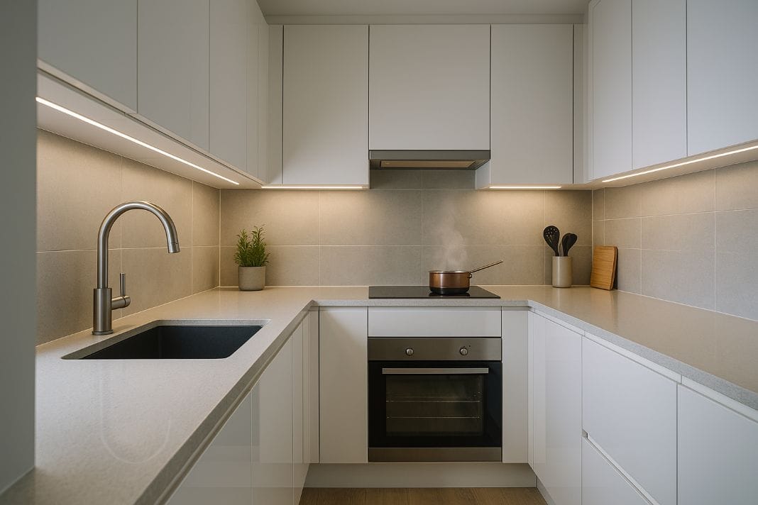 an ai image of small kitchen professionally fitted