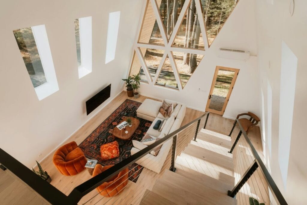 Updated stairs and open plan area in London home