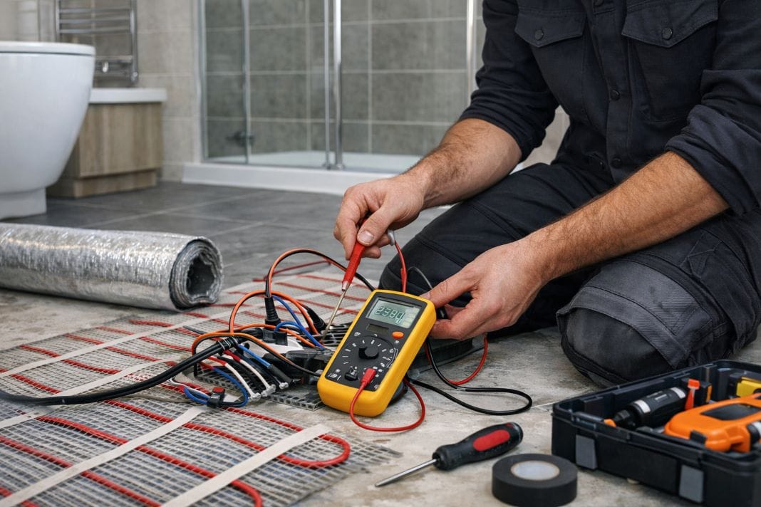 AI image of Wiring Inspection on Electric UFH System in Renovated Bathroom