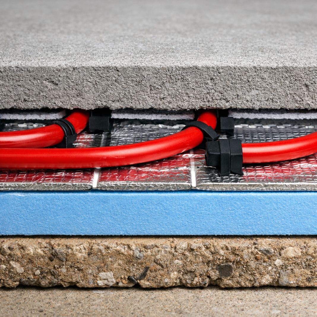 AI image of underfloor heating installation in London