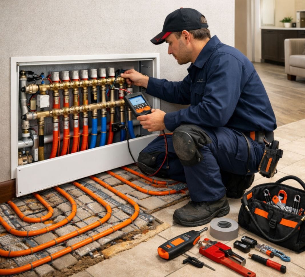 ai image of underfloor heating zone repair in North London