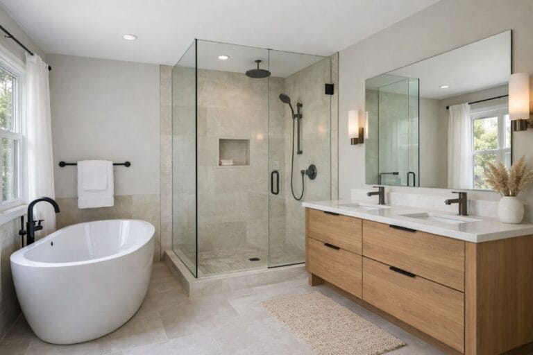 an illustrative image a clutter-free bathroom luxury completed renovation