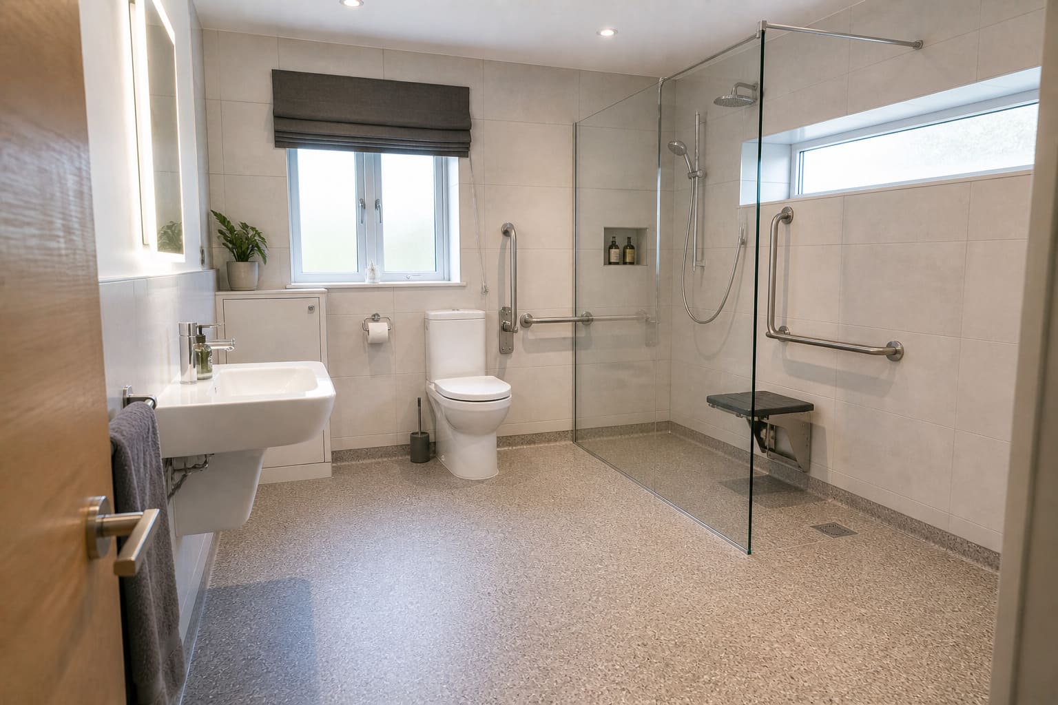 Accessible bathroom Hertfordshire walk-in shower rails - Illustrative Image