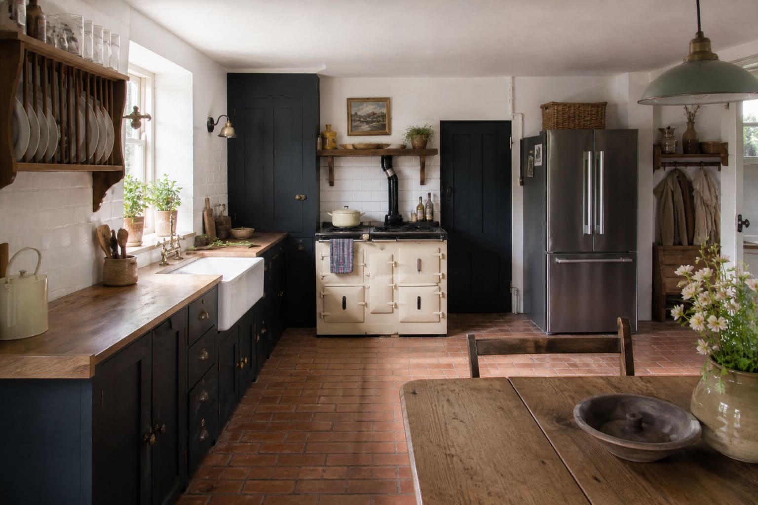 Farmhouse Kitchen - Traditional Wooden Kitchen with Island - Illustrative Image