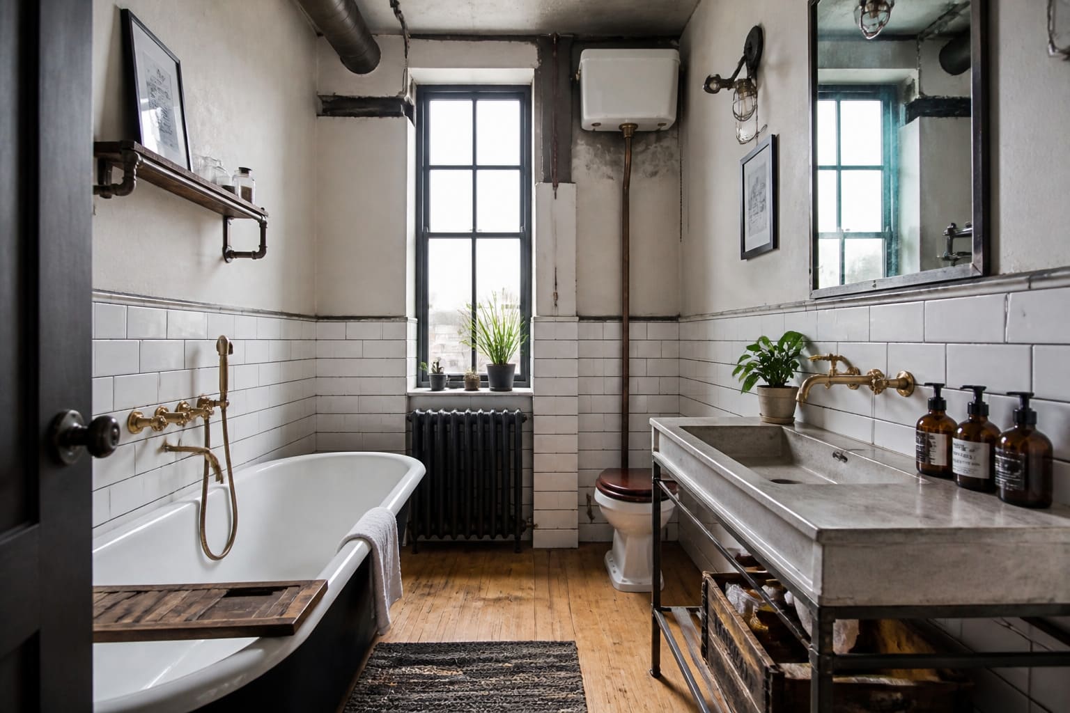 Industrial bathroom NW London black fittings walk in shower modern style – Illustrative Image