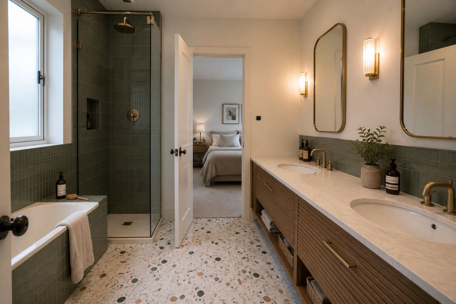 Jack and Jill bathroom Hertfordshire double vanity modern fittings – Illustrative Image