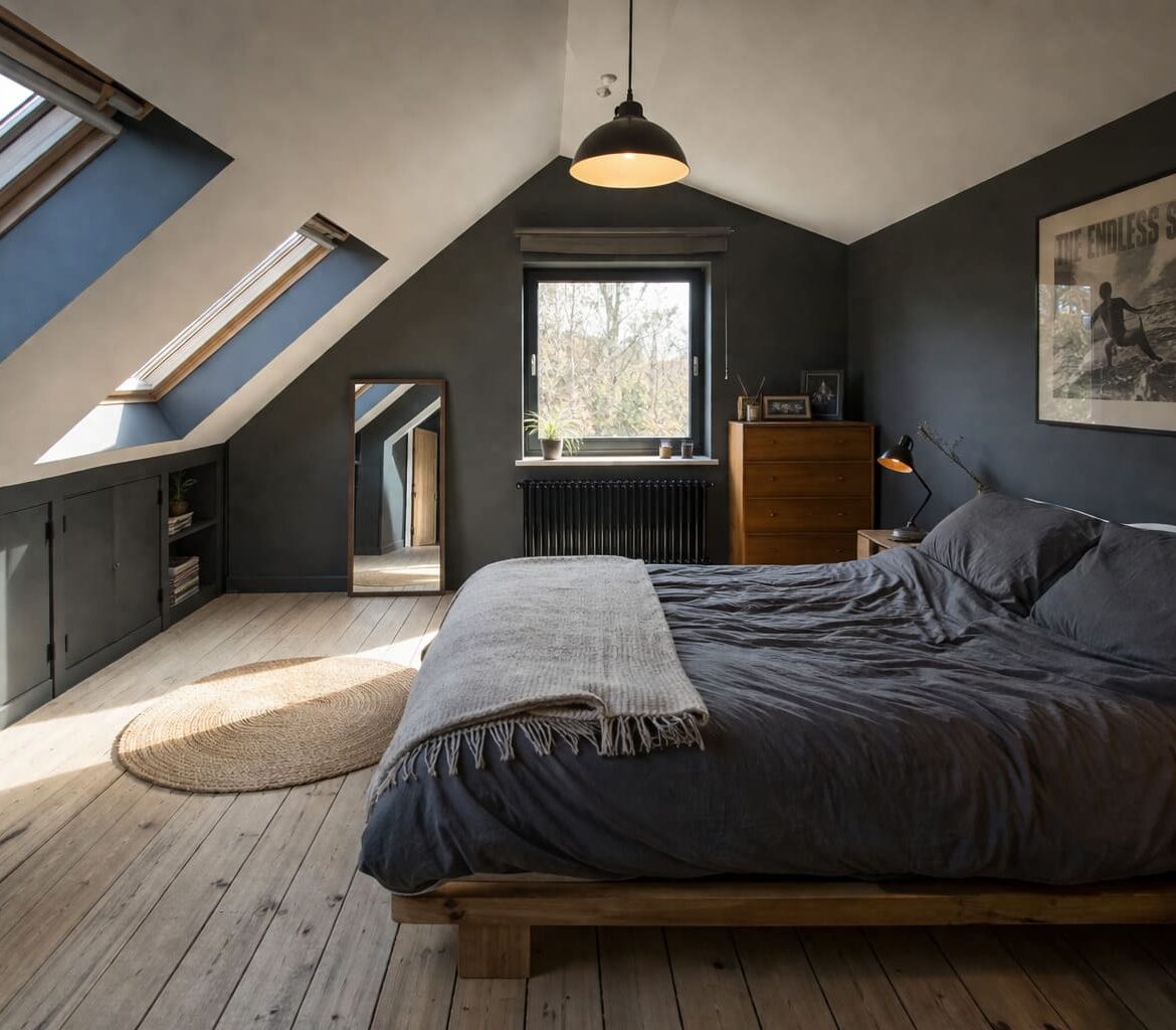 Loft conversion NW London exposed beams open layout - Illustrative Image Loft conversion NW London exposed beams open layout - Illustrative Image