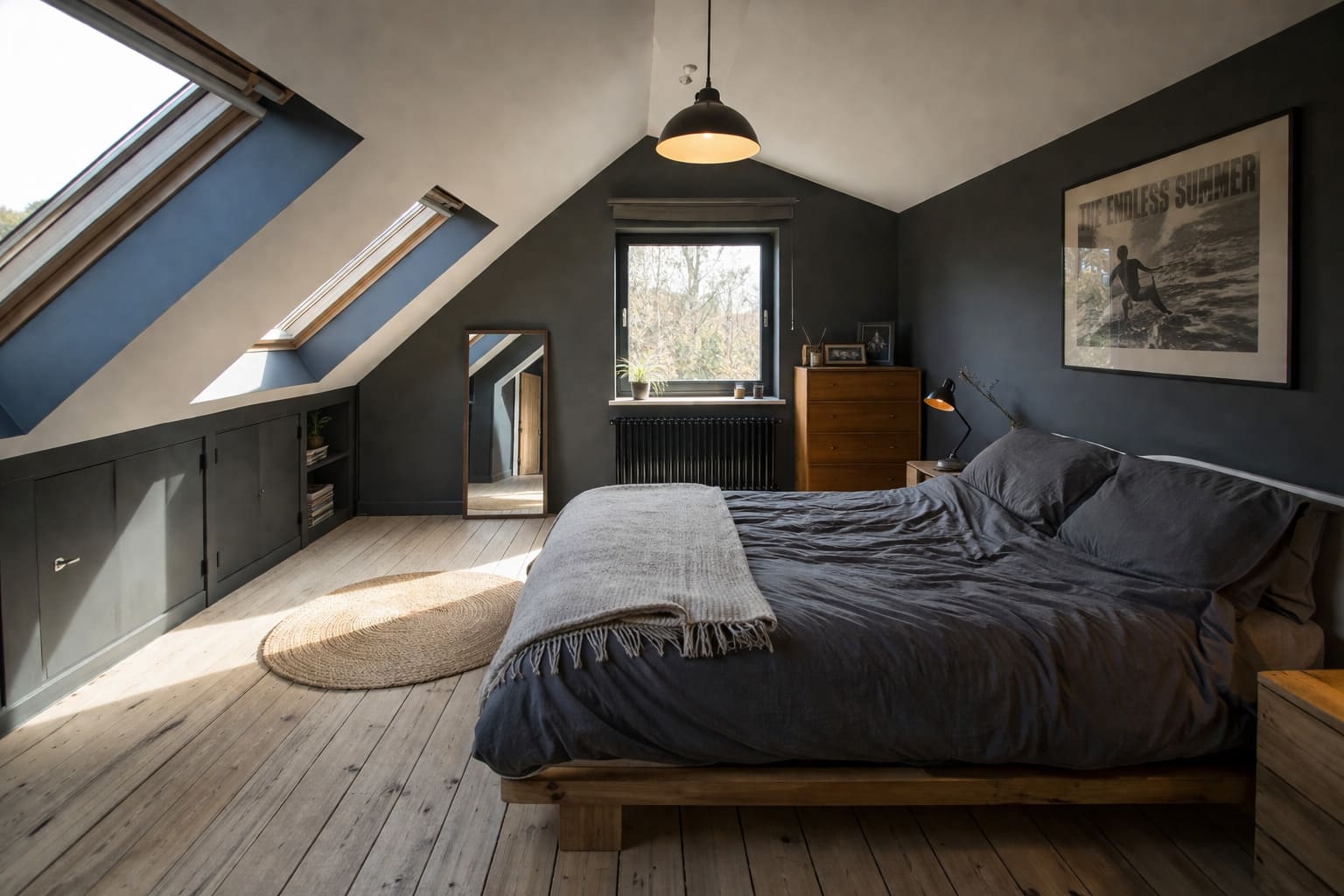 Loft conversion NW London exposed beams open layout - Illustrative Image
