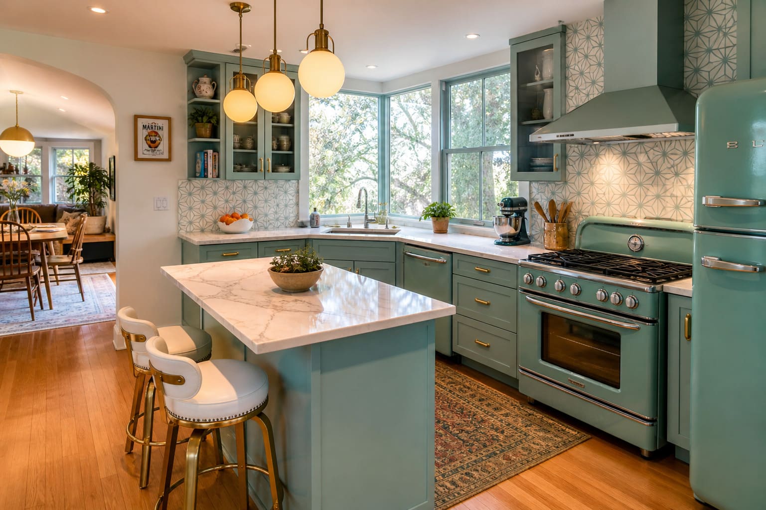 Retro kitchen W London mint cabinets - Illustrative Image