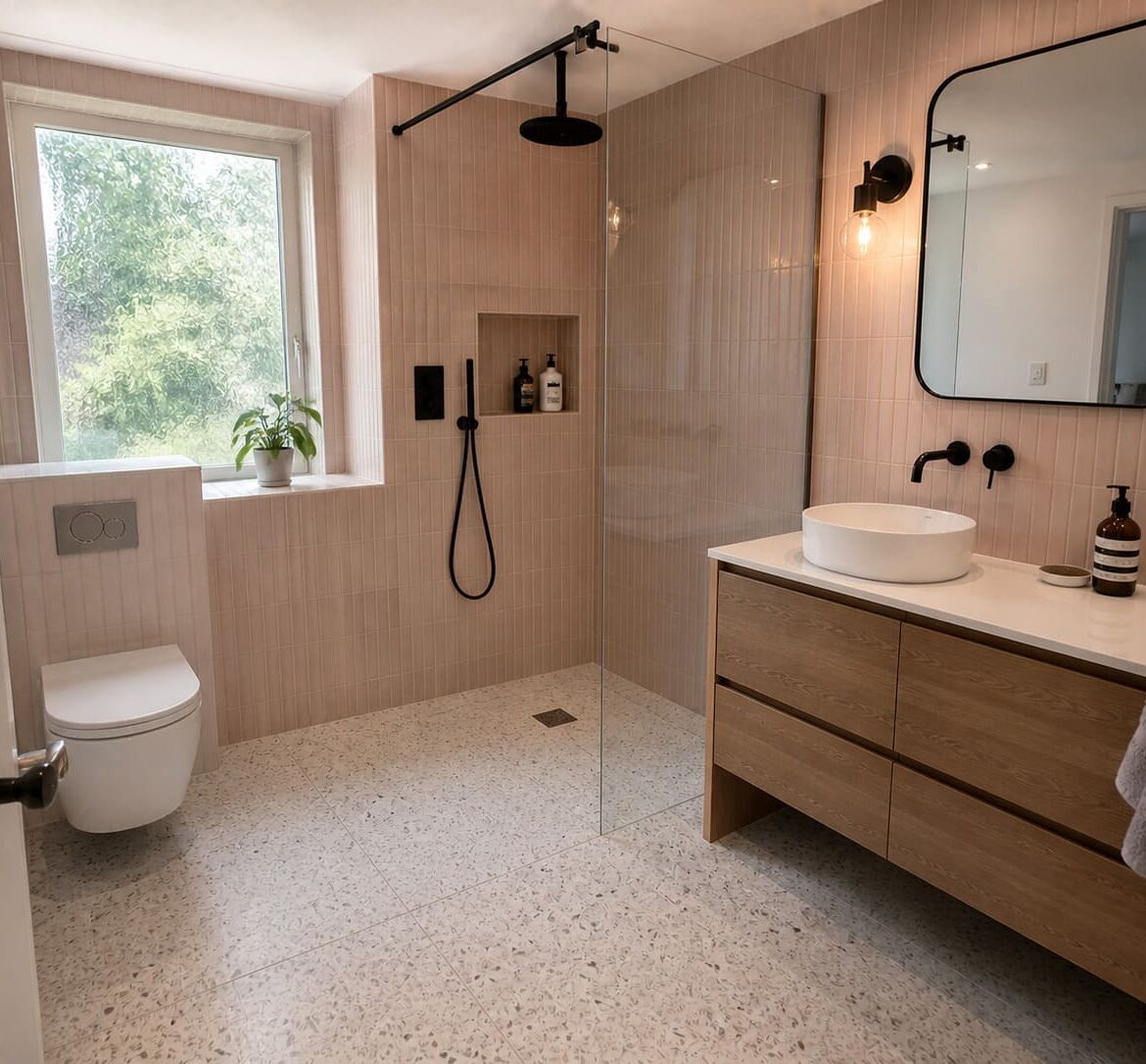 Wet room NW London black fixtures glass partition - Illustrative Image Wet room NW London black fixtures glass partition - Illustrative Image