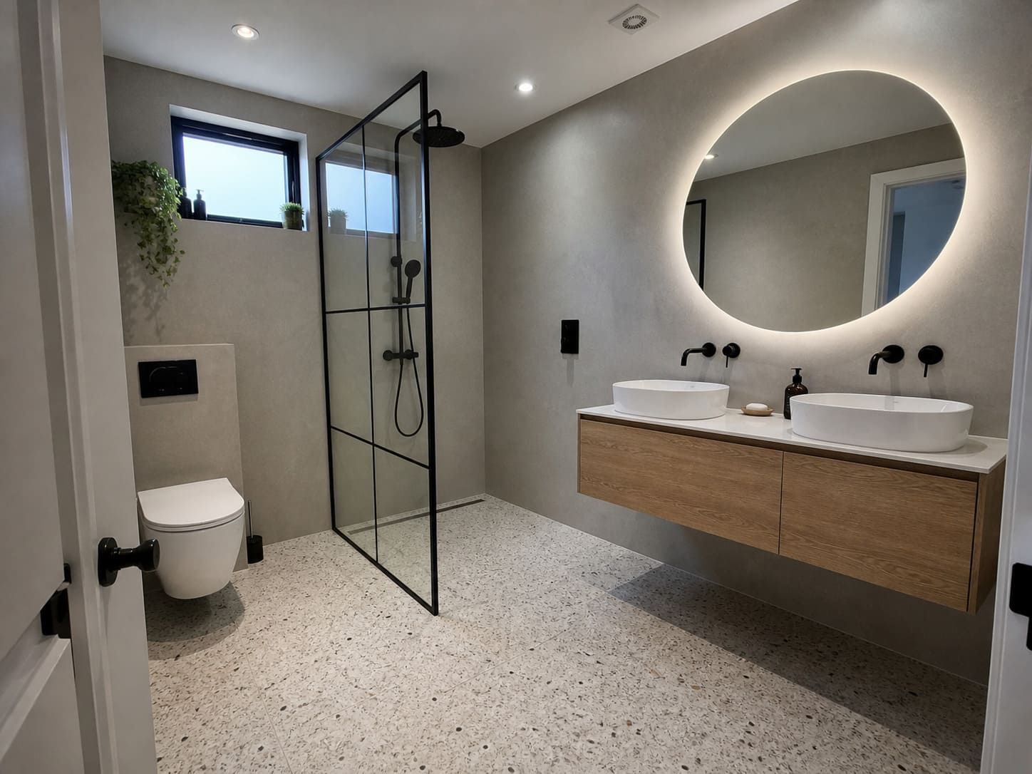 Wet Room W London minimalist glass partition black fixtures - Illustrative Image
